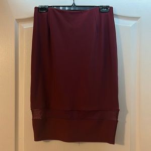 Red REVAMPED Short Pencil Skirt with Mesh Detail